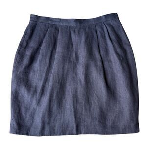 Vintage DKNY Navy Blue 100% Linen High Waisted Mini Skirt